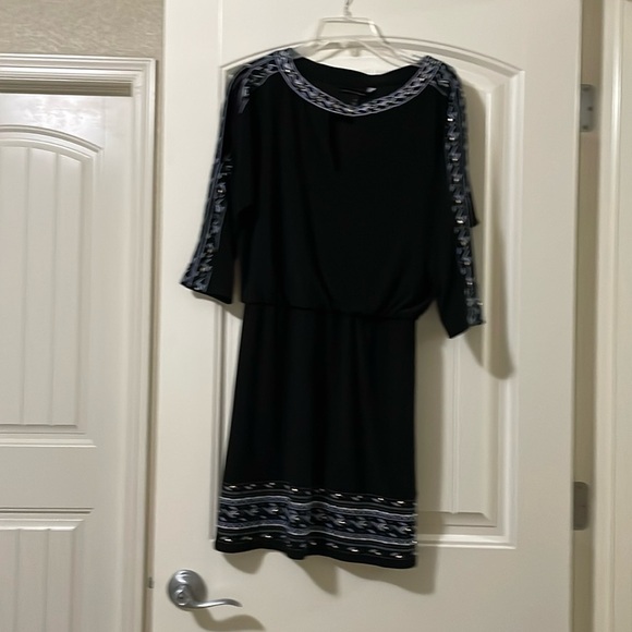 White House Black Market 3/4 Sleeve Black Dress Size Small - Picture 1 of 10
